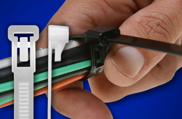 A hand releasing ACT releasable cable ties